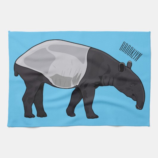 Tapir-Cartoon-Abbildung Geschirrtuch (Horizontal)