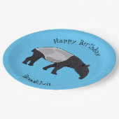 Tapir-Cartoon-Abbildung Pappteller (Schrägansicht)