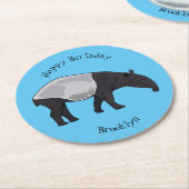 Tapir-Cartoon-Abbildung Runder Pappuntersetzer (Angewinkelt)