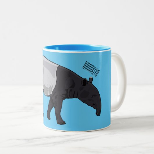 Tapir-Cartoon-Abbildung Zweifarbige Tasse (VorderseiteRechts)