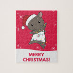Tapir Christmas Tapire Winter Animals Jigsaw Puzzl Puzzle<br><div class="desc">The tapir for Christmas with fairy lights. Funny animals with ohrts and snow for the holidays. Also funny for Christmas in July. Tapire Cute animals and perfect for Christmas.</div>