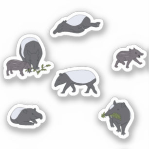Tapir-Familienessen in Grün Aufkleber