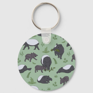 Tapir-Familienessen in Grün Schlüsselanhänger