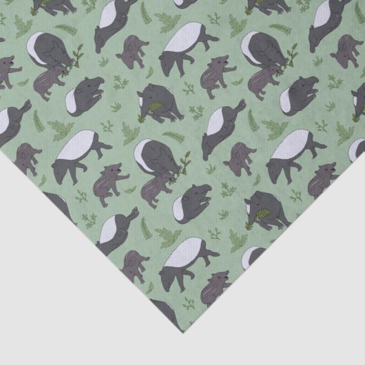 Tapir Family Dinner in Green Seidenpapier (Detail)