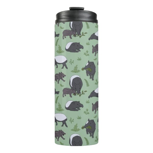 Tapir Family Dinner in Green Thermosbecher (Vorderseite)