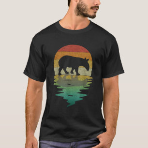 Tapir-Silhouette Sonnenuntergang Retro Vintage 70e T-Shirt