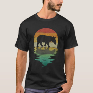 Tapir Silhouette Sunset Retro Vintag 70er Nature L T-Shirt