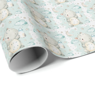 Tapir Süßes Baby Pastell Aquarell Muster  Geschenkpapier