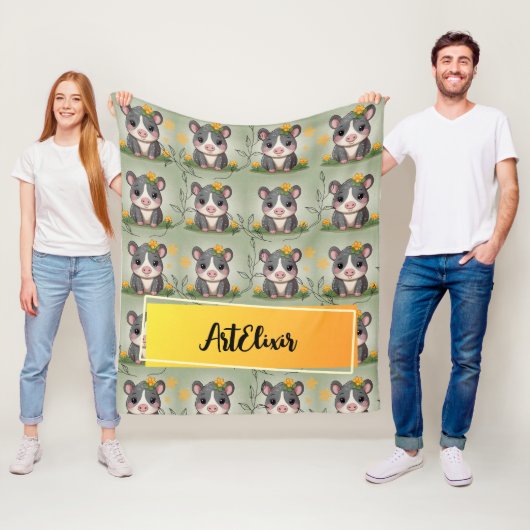 Tapir Yellow Floral Print Fleecedecke (Beispiel)