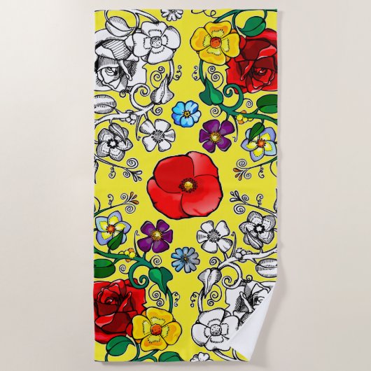 Tapis de fleurs au coquelicot strandtuch (Vorderseite)