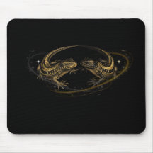Tapis de Souris Élégant Lézards Mystiques et Halo