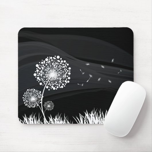 Tapis De Souris Pissenlit noir et blanc Mousepad (Mit Mouse)