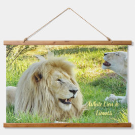 Tapisserie aus Holz mit Wandbezug Weißer Löwe und  Wandteppich Mit Holzrahmen