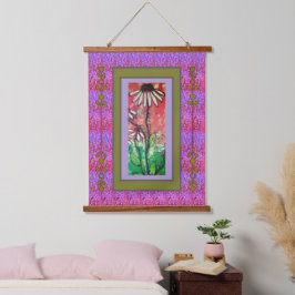 Tapisserie - Einfache Kegelblume  Wandteppich Mit Holzrahmen
