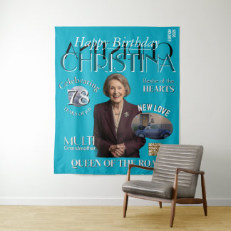 Tapisserie-Geburtstags-Personalisierte Zeitschrift Wandteppich