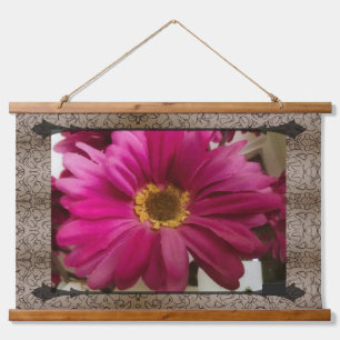 Tapisserie - Gerbera Gänseblümchen Wandteppich Mit Holzrahmen