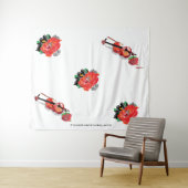 Tapisserie : HAWAIIAN RED HIBISKUS with VIOLIN Wandteppich (Beispiel (Horizontal))