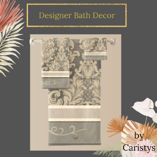 Tapisserie in Braun, Wäsche, Sandhandtuch Badhandtuch Set
