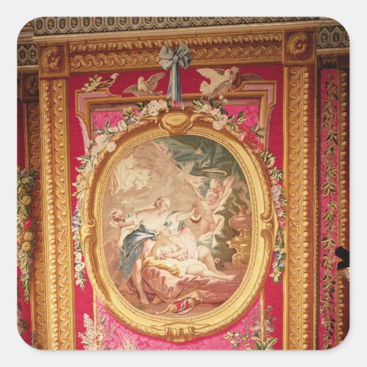 Tapisserie mit Bild von Cupid und Psyche Quadratischer Aufkleber (Vorderseite)