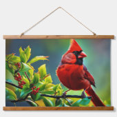 Tapisserie "Northern Kardinal Wall" Wandteppich Mit Holzrahmen (Vorne)