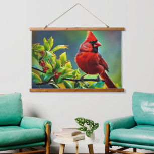 Tapisserie "Northern Kardinal Wall" Wandteppich Mit Holzrahmen