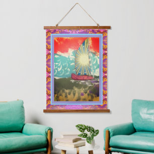 Tapisserie - Sternenexplosion Segel Wandteppich Mit Holzrahmen
