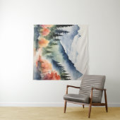 Tapisserie Wasserfarbengebirge Bäume fallen in die Wandteppich (Beispiel (Horizontal))