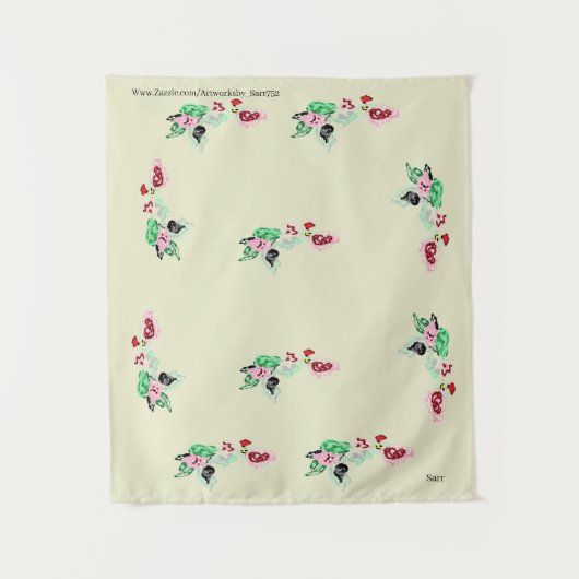 Tapisserie : Wein mit Rose Wandteppich (Vorderseite)