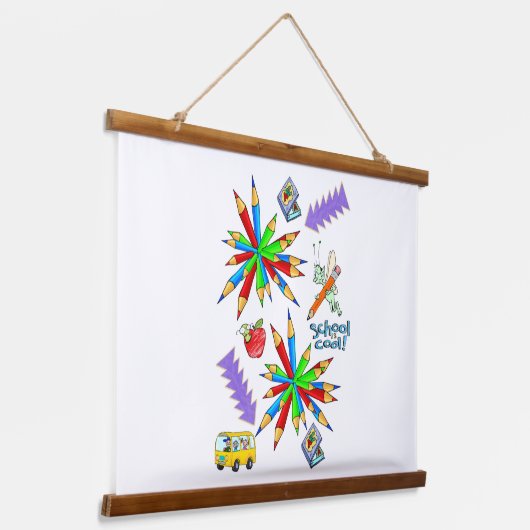 Tapisserie "Wood Topped Wall Back to School" ist C Wandteppich Mit Holzrahmen (Gewinkelt)