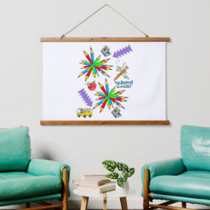Tapisserie "Wood Topped Wall Back to School" ist C Wandteppich Mit Holzrahmen