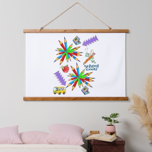 Tapisserie "Wood Topped Wall Back to School" ist C Wandteppich Mit Holzrahmen (Schlafzimmer)