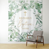 Tapiz Baptism Eucalyptus greenery backdrop banner Wandteppich (Beispiel)
