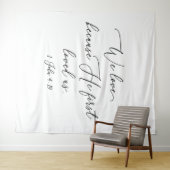 Tapiz Black text white wedding backdrop photo back Wandteppich (Beispiel (Horizontal))