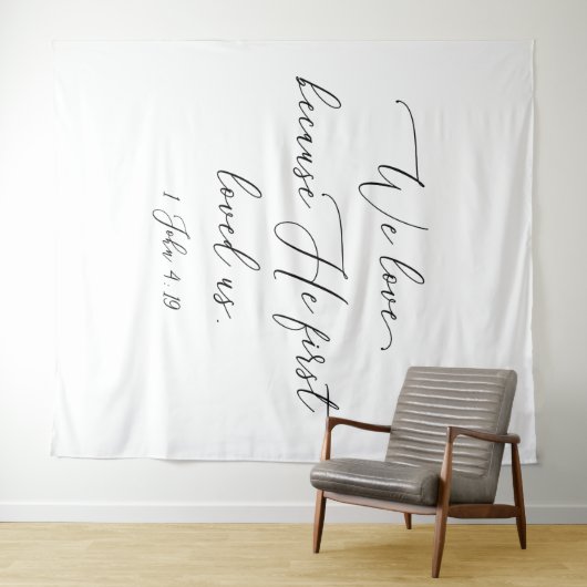 Tapiz Black text white wedding backdrop photo back Wandteppich (Beispiel (Horizontal))
