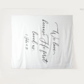 Tapiz Black text white wedding backdrop photo back Wandteppich (Vorderseite (Horizontal))