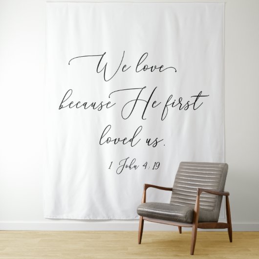 Tapiz Black text white wedding backdrop photo back Wandteppich (Beispiel)