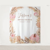 Tapiz Boho Pampas Pink Pumpkin Brautparty banne Wandteppich (Vorderseite)