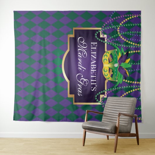 Tapiz Carnival Mardi Gras Backdrop banner party Wandteppich (Beispiel (Horizontal))