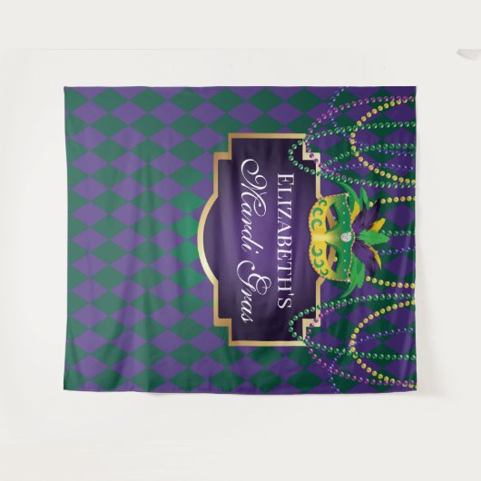 Tapiz Carnival Mardi Gras Backdrop banner party Wandteppich (Vorderseite (Horizontal))