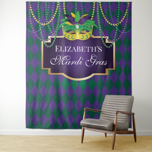 Tapiz Carnival Mardi Gras Backdrop banner party Wandteppich (Beispiel)