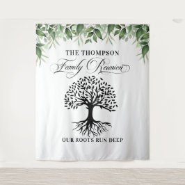 Tapiz Family reunion greenery tree backdrop banner Wandteppich