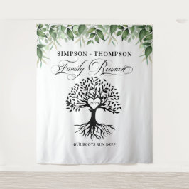 Tapiz Family reunion greenery tree backdrop banner Wandteppich