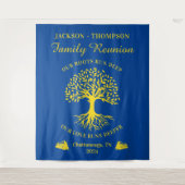 Tapiz Family reunion tree backdrop banner blue Wandteppich (Vorderseite)