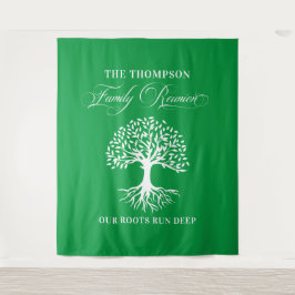 Tapiz Family reunion tree backdrop banner green Wandteppich