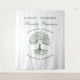 Tapiz Family reunion tree backdrop banner green Wandteppich