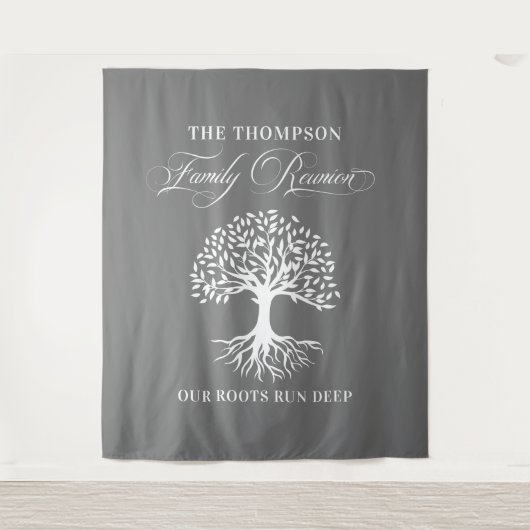 Tapiz Family reunion tree backdrop banner Wandteppich (Vorderseite)