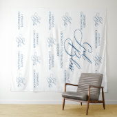 Tapiz God Bless Elegant blue photobooth backdrop Wandteppich (Beispiel (Horizontal))