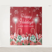 Tapiz Happy Holidays christmas banner backdrop Wandteppich (Vorderseite)