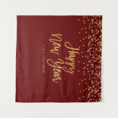 Tapiz Happy New Year gold text Backdrop banner Wandteppich (Vorderseite (Horizontal))