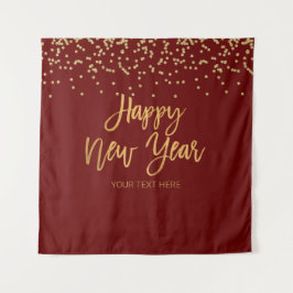 Tapiz Happy New Year gold text Backdrop banner Wandteppich